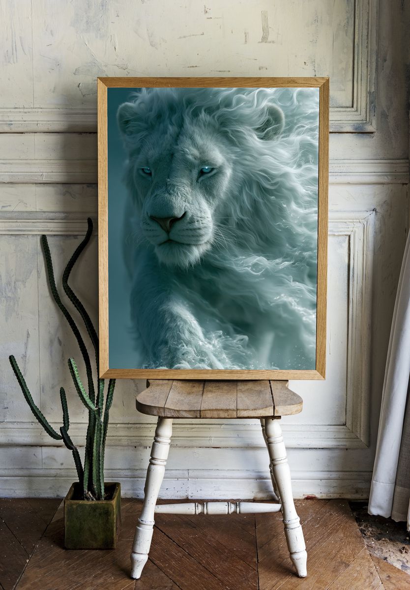 White Lion Portrait Poster. room preview
