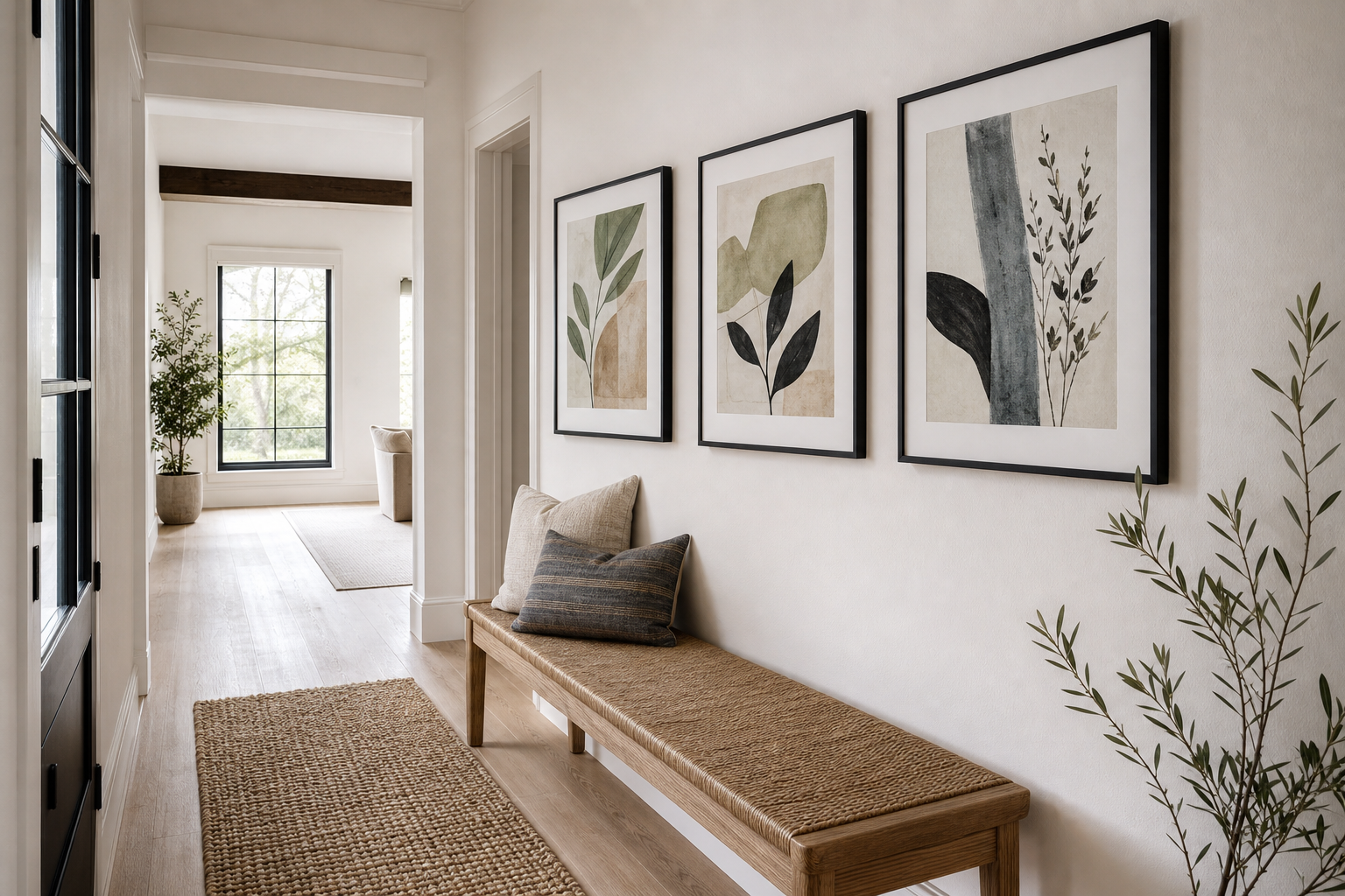 11 x 14 framed wall art arranged in a narrow hallway