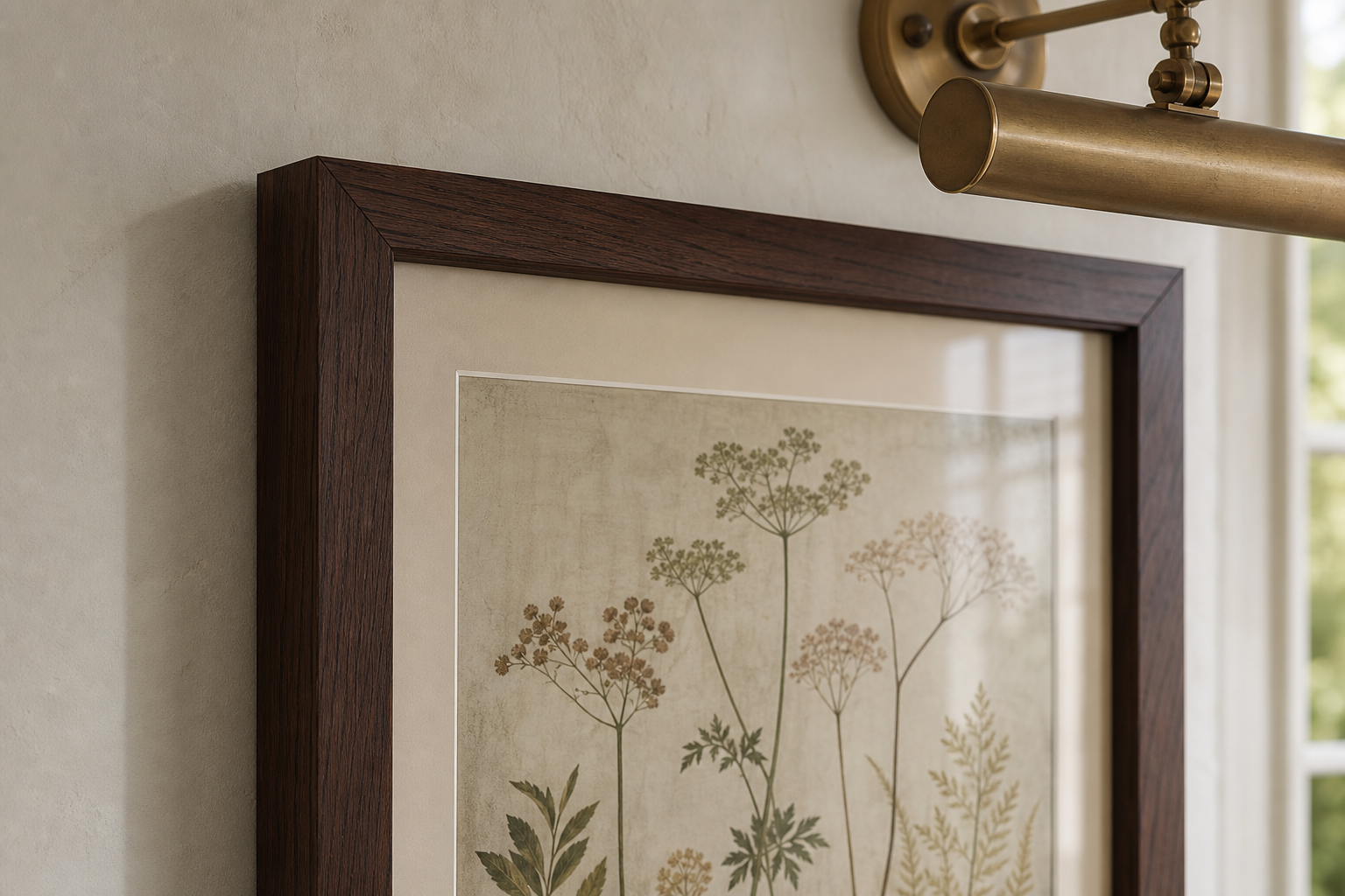 Close-up of vintage frame materials and glazing