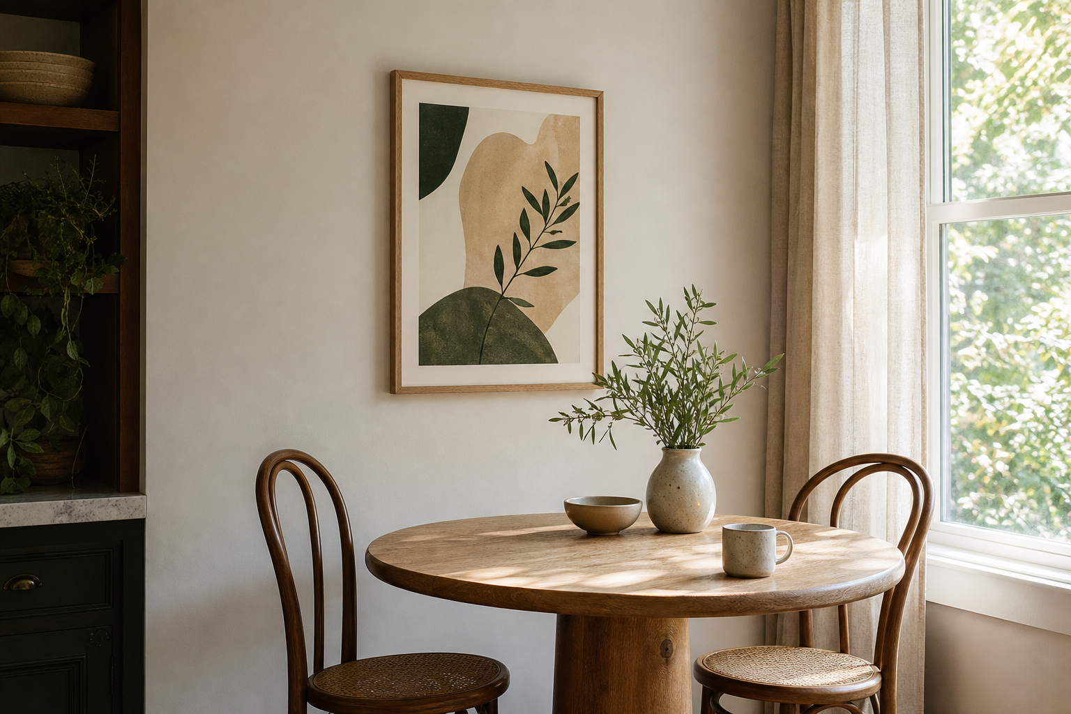 Burger art in a breakfast nook