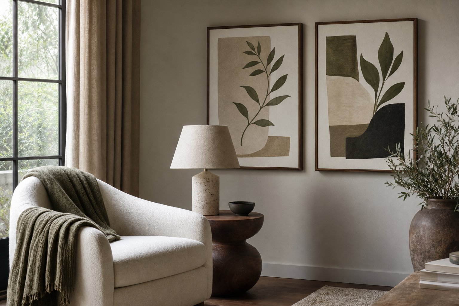 Interior scene showing how room colors guide artwork selection