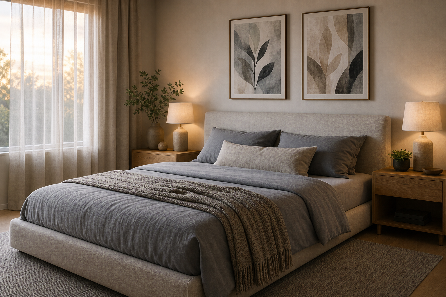 Bedroom with personal destination map art