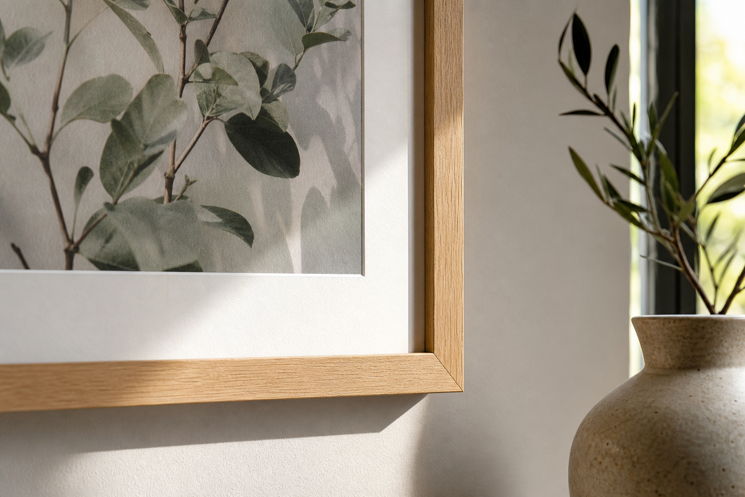 Close-up of a matted frame around a photographic art print