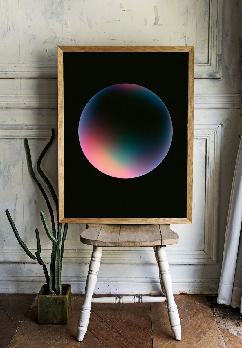 Neon Orb Abstract Poster. room preview