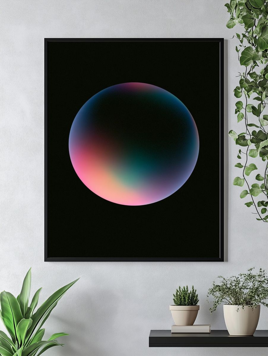 Neon Orb Abstract Poster. — room view 4