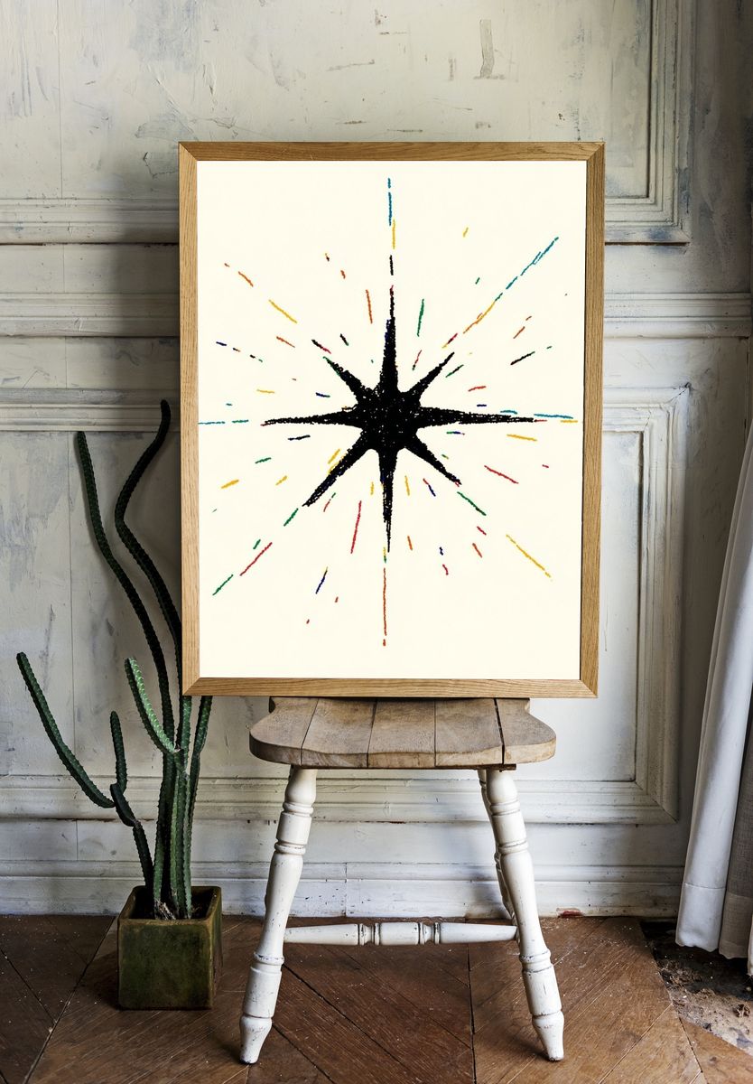 Colorful Starburst — Abstract Print. — room view 1
