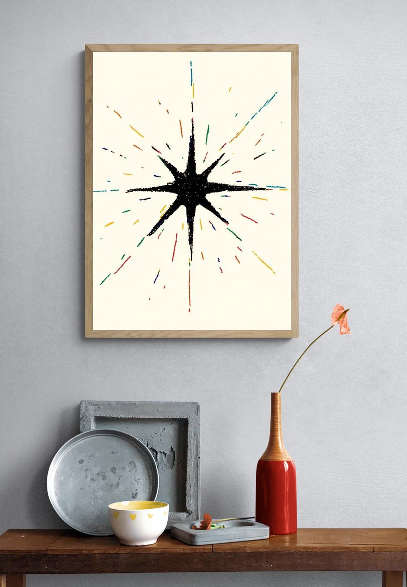 Colorful Starburst — Abstract Print. — room view 3
