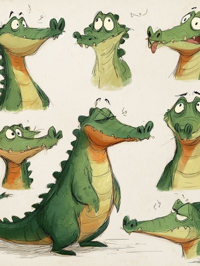 Playful Alligator Character — Illustration Print. poster