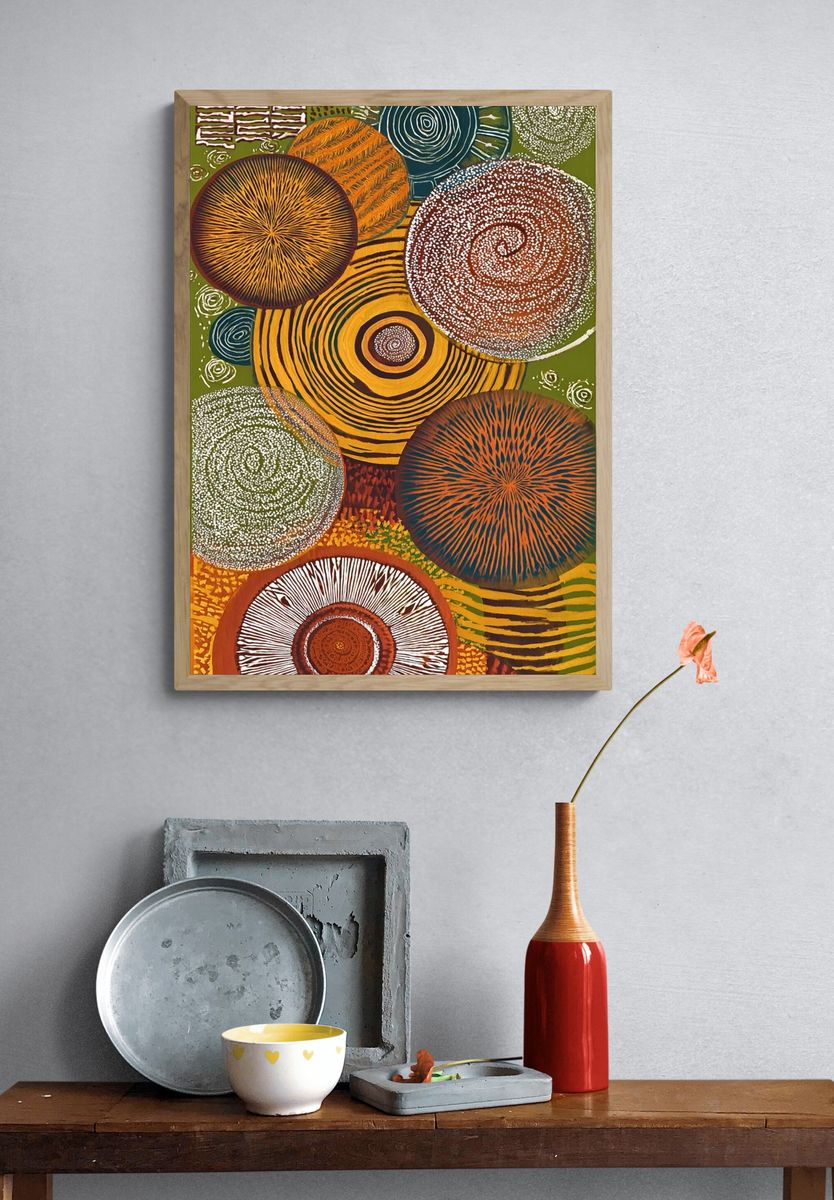 Colorful Abstract Circles Poster. — room view 3