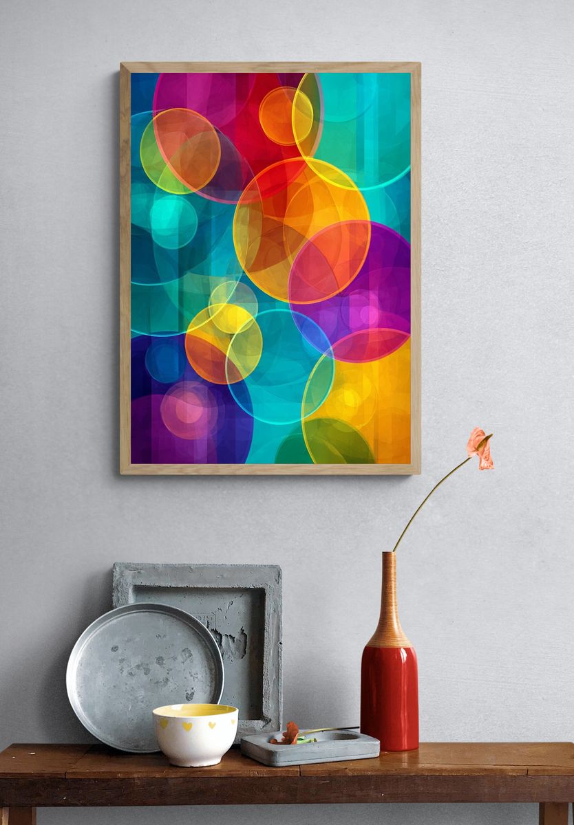 Colorful Abstract Bubbles Poster. — room view 3