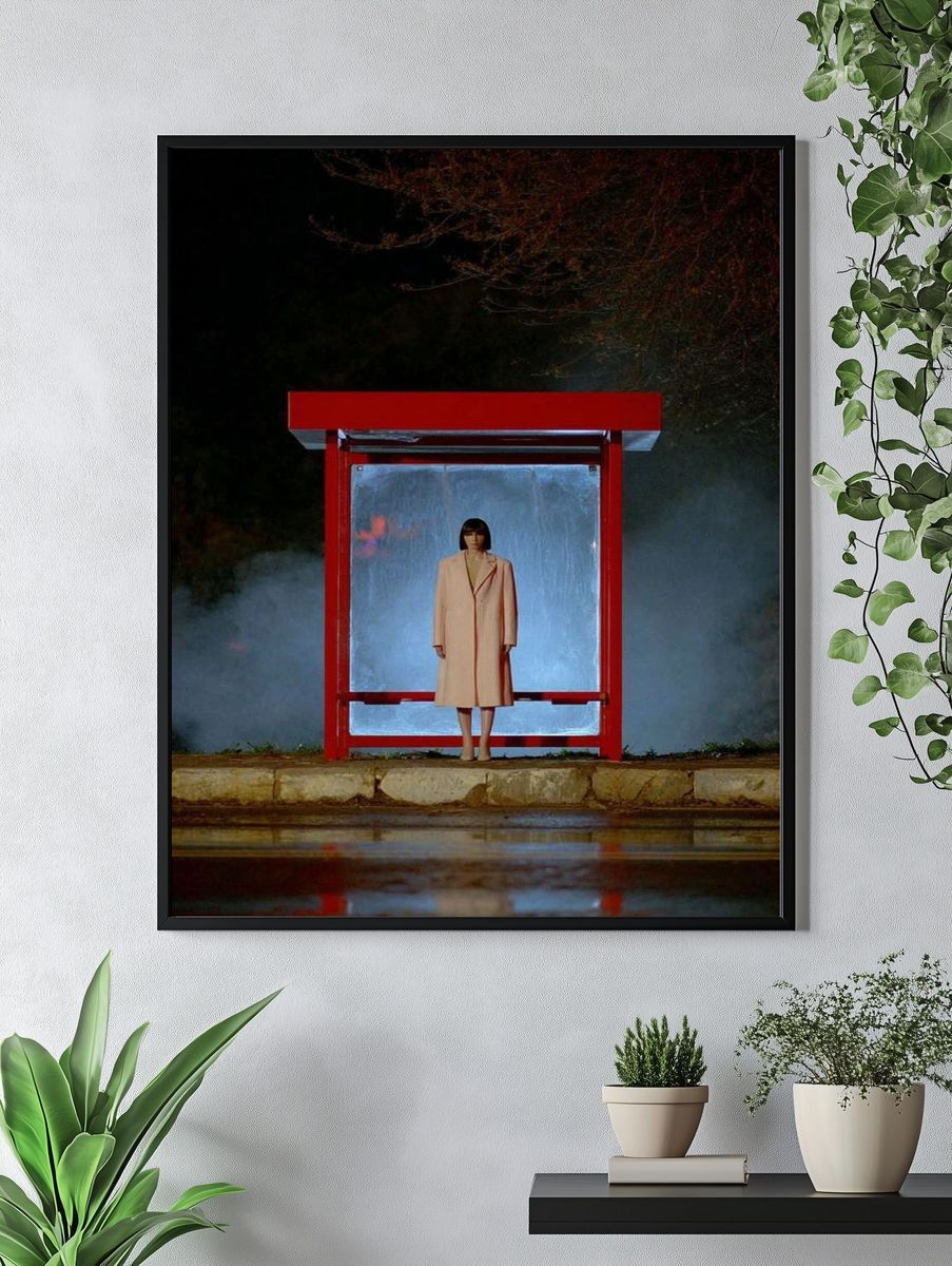 Woman at Bus Stop — Contemporary Print. — room view 4
