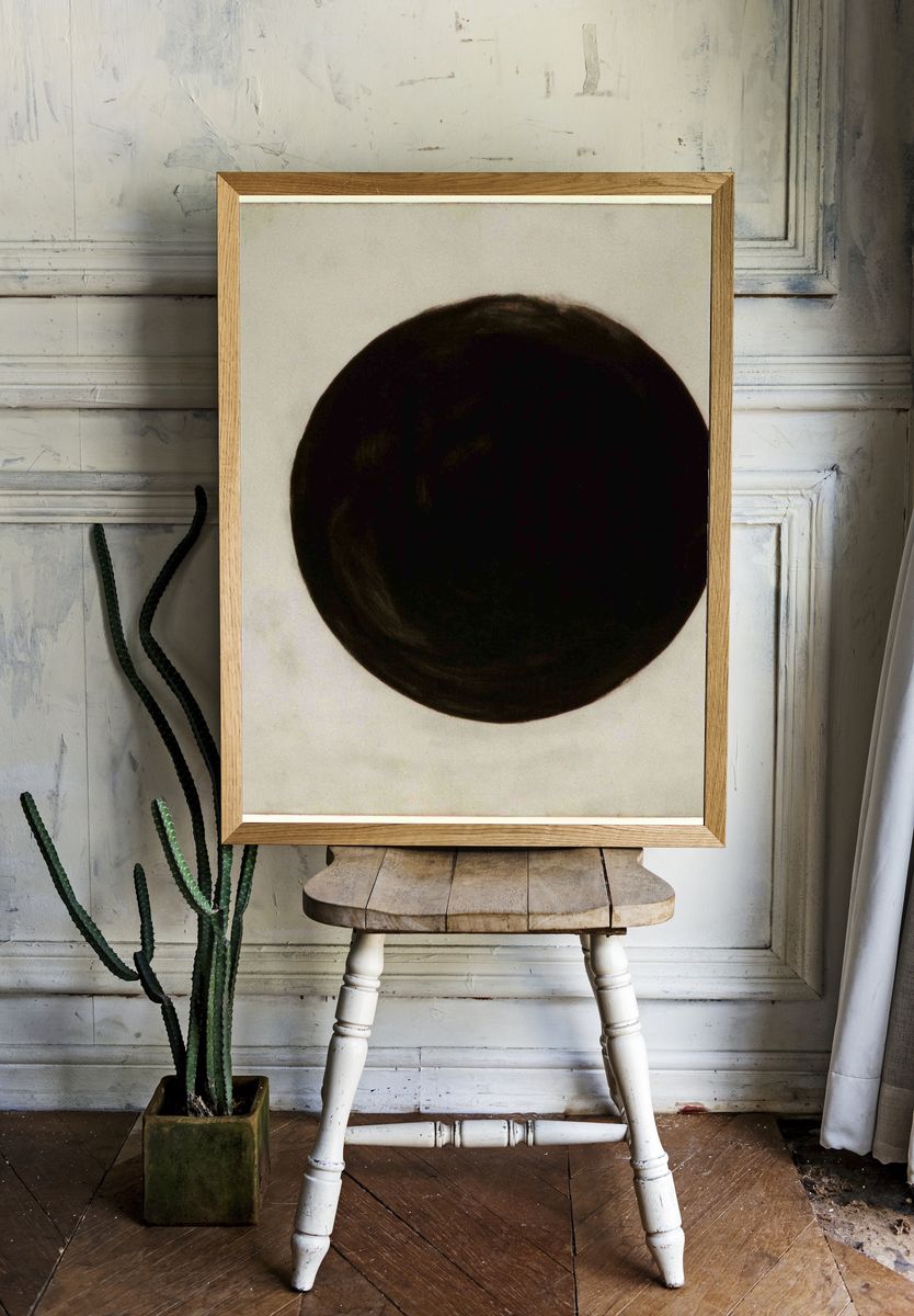 Black Circle Minimalist Print. — room view 1