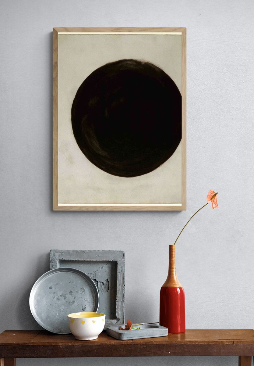 Black Circle Minimalist Print. — room view 3