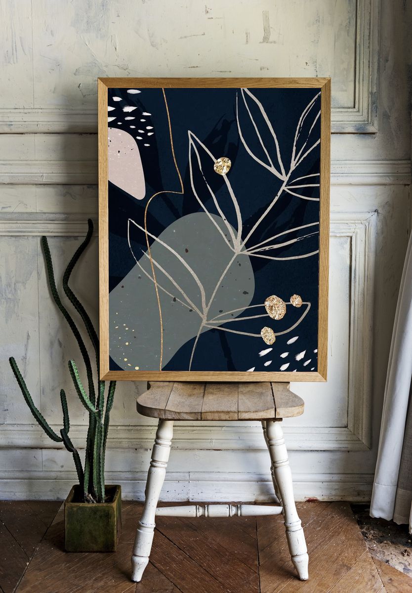 Abstract Botanical Art Print room preview