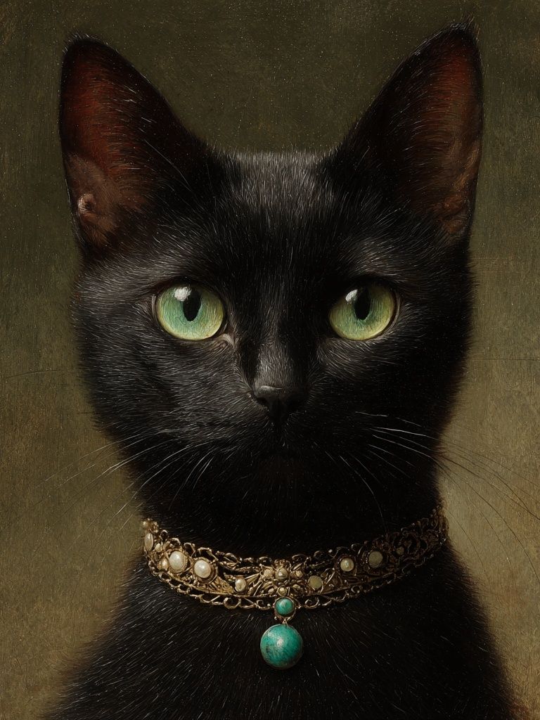 Elegant Black Cat Portrait Poster. poster — animals art