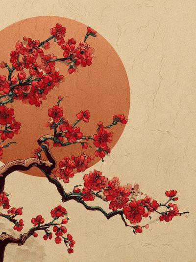 Cherry Blossom Tree — Illustration Print. poster print