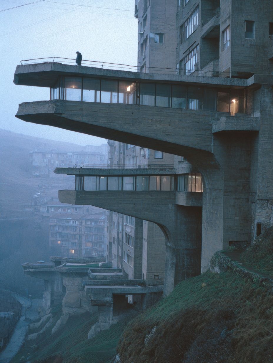Brutalist Architecture at Dusk — Photography Print. poster detail