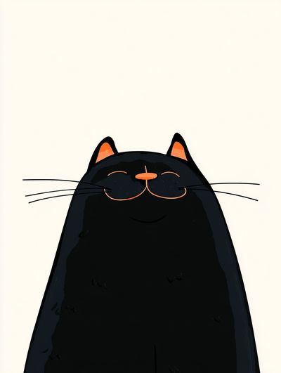Happy Black Cat — Illustration Print. poster
