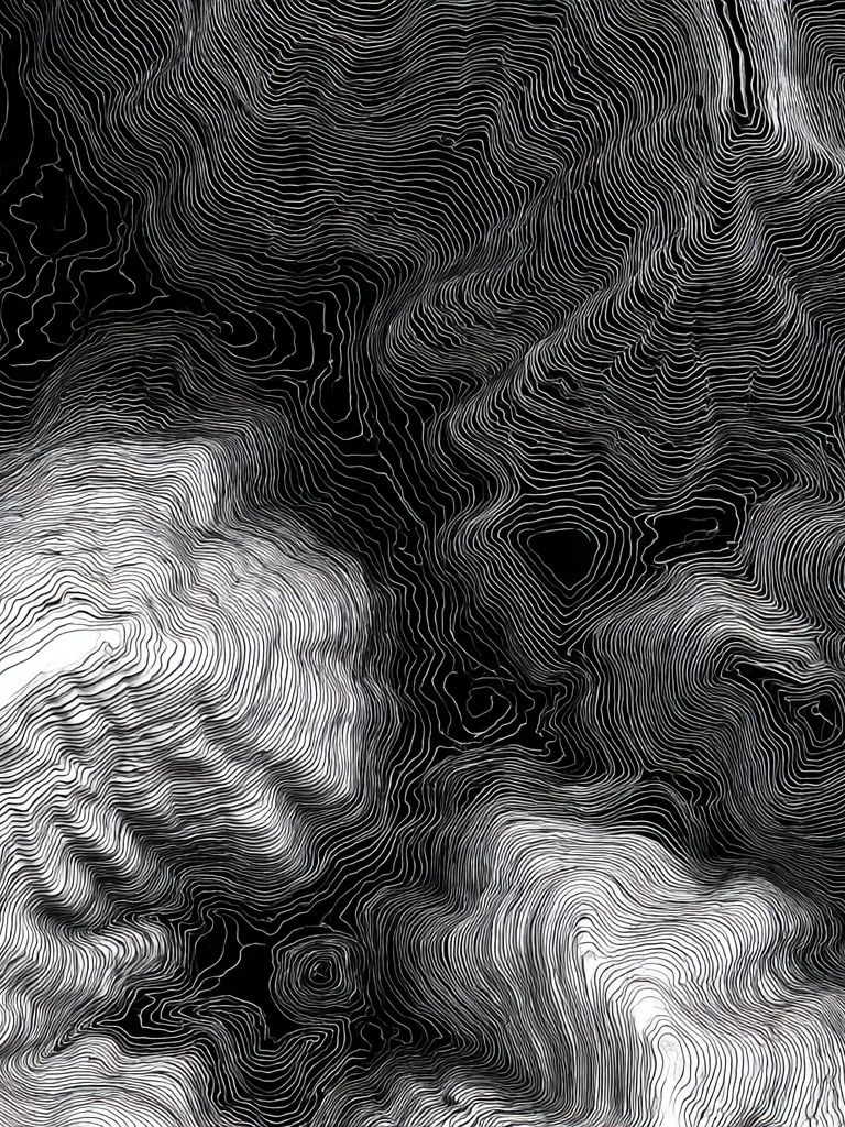 Abstract Black and White Contour Lines Poster. poster detail