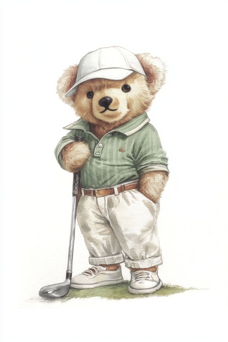 Golfing Bear — Illustration Print. poster detail