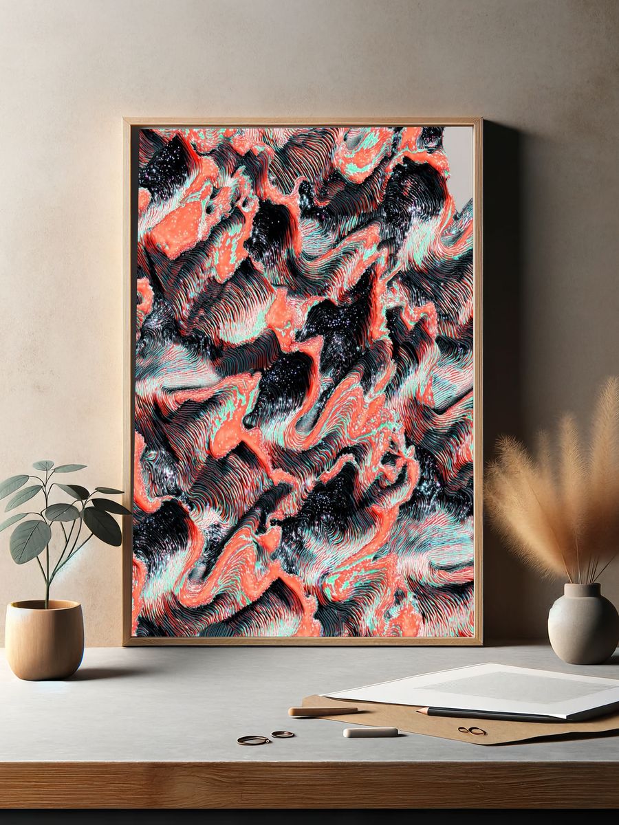 Abstract Waves — Colorful Print. — room view 2