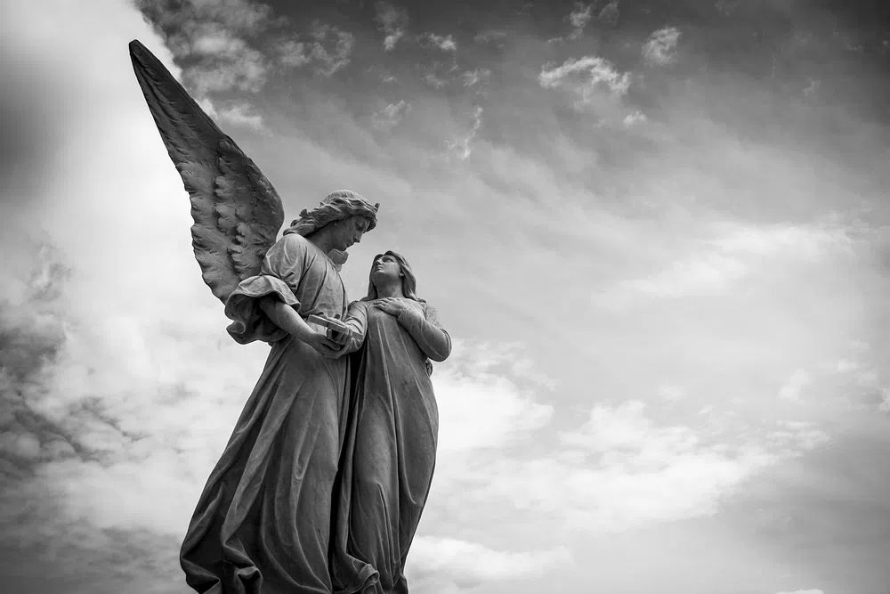 Angelic Embrace — Black and White Print. poster — fine-art art