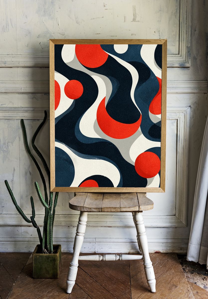 Abstract Waves and Circles Poster room preview