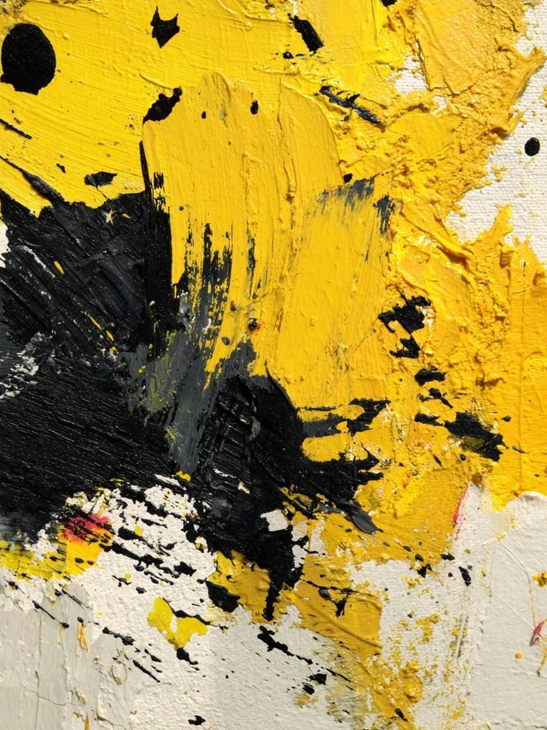 Abstract Yellow and Black Art Poster. poster detail