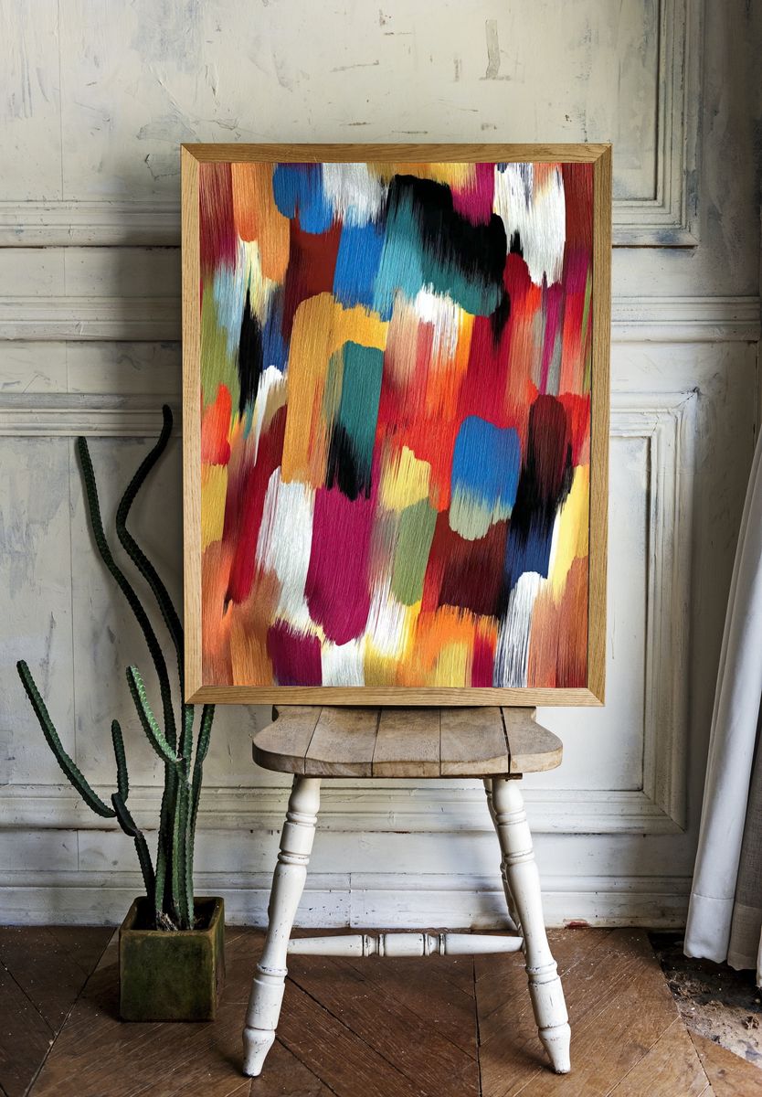 Colorful Abstract Brushstroke Poster room preview