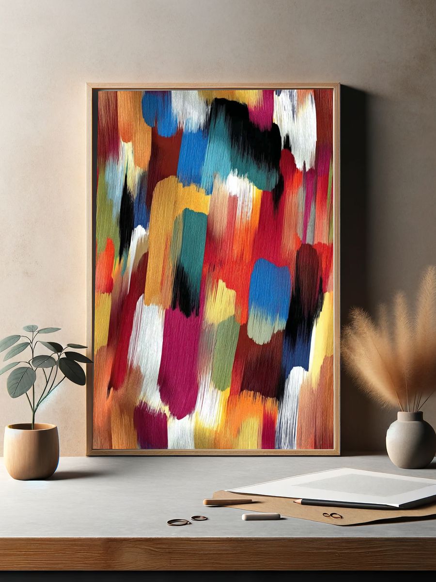 Colorful Abstract Brushstroke Poster. — room view 2