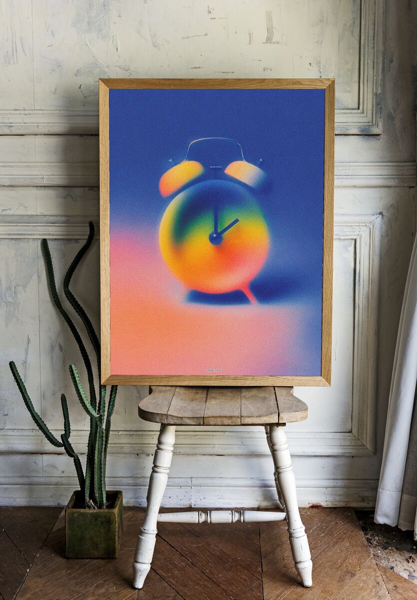 Colorful Alarm Clock — Abstract Print. — room view 1