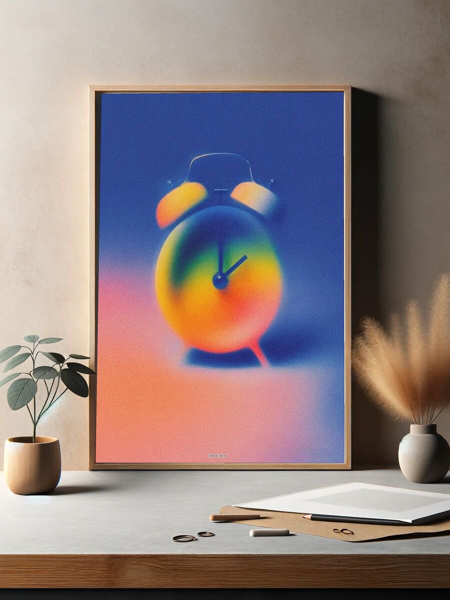 Colorful Alarm Clock — Abstract Print. — room view 2