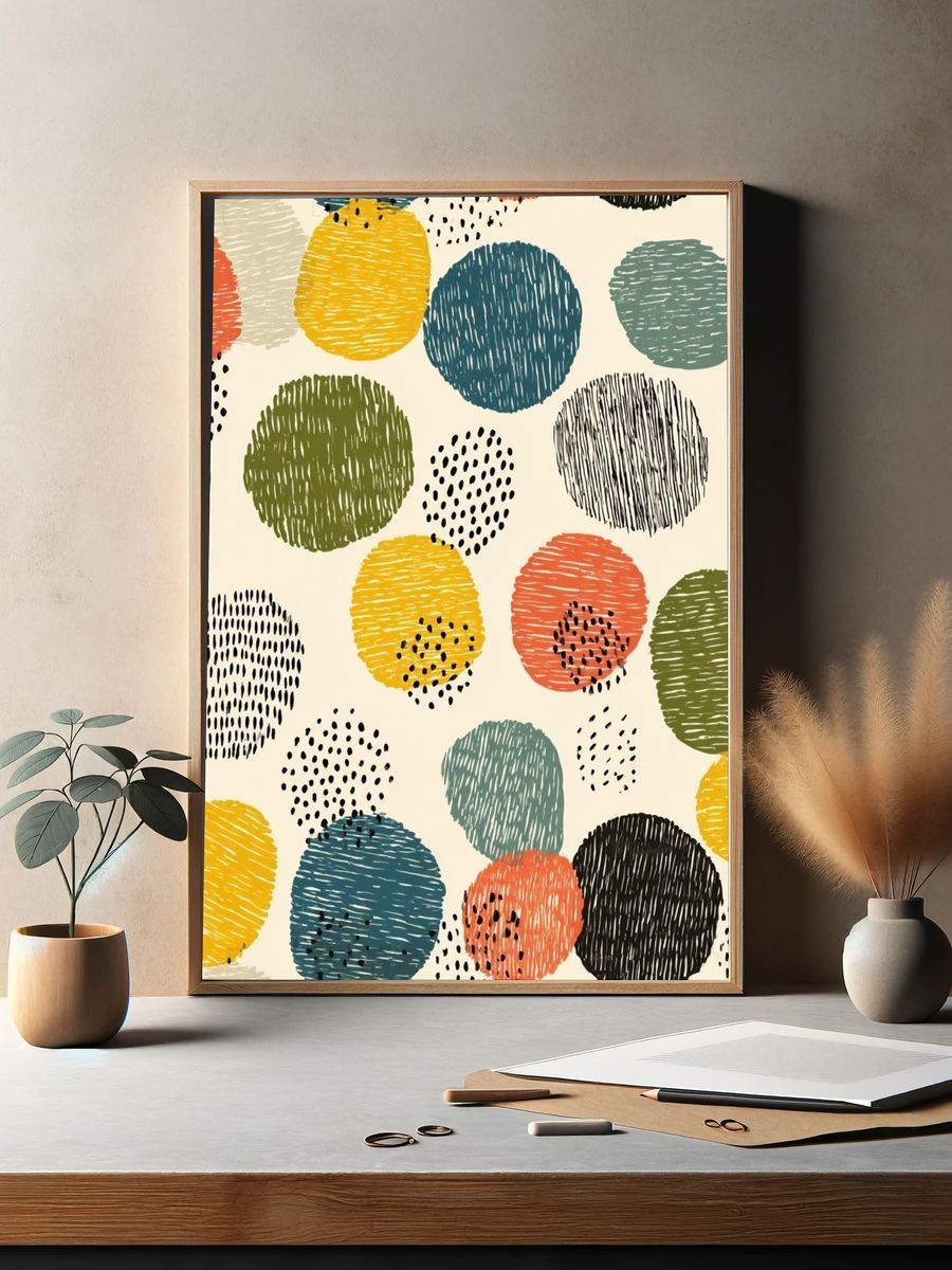 Colorful Dots — Abstract Print. — room view 2