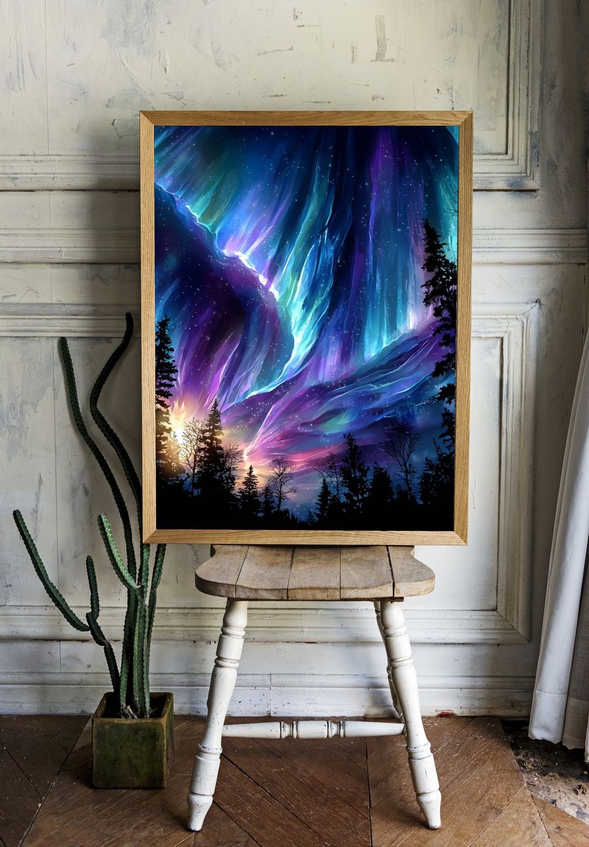 Aurora Borealis — Digital Art Print. room preview