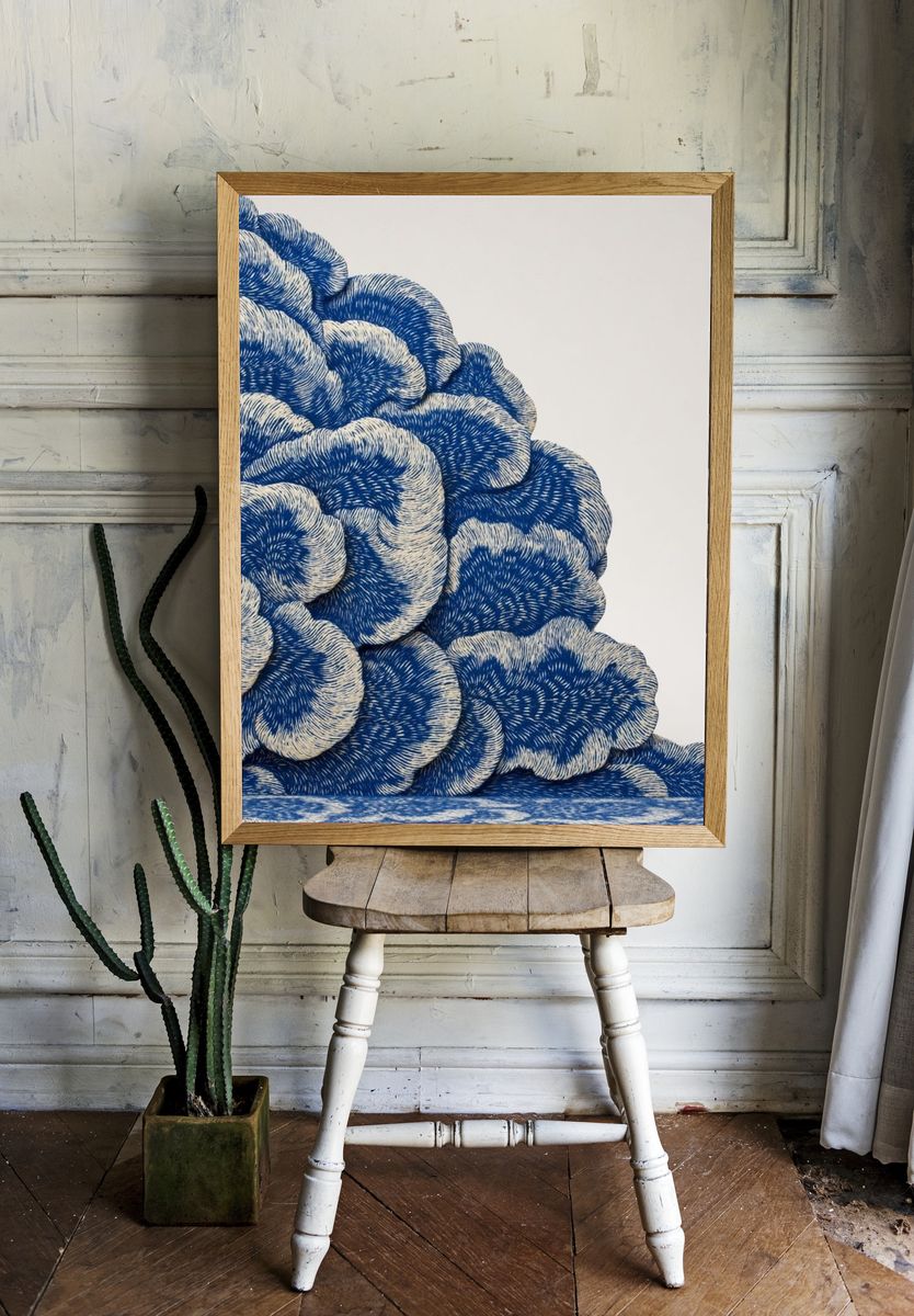 Blue Cloud Abstract Poster room preview