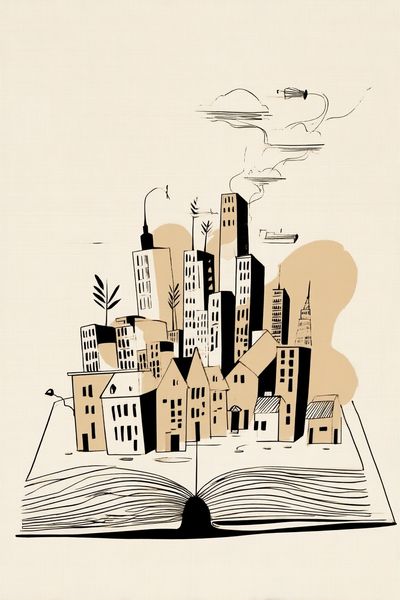 Cityscape from a Book — Illustration Print. poster