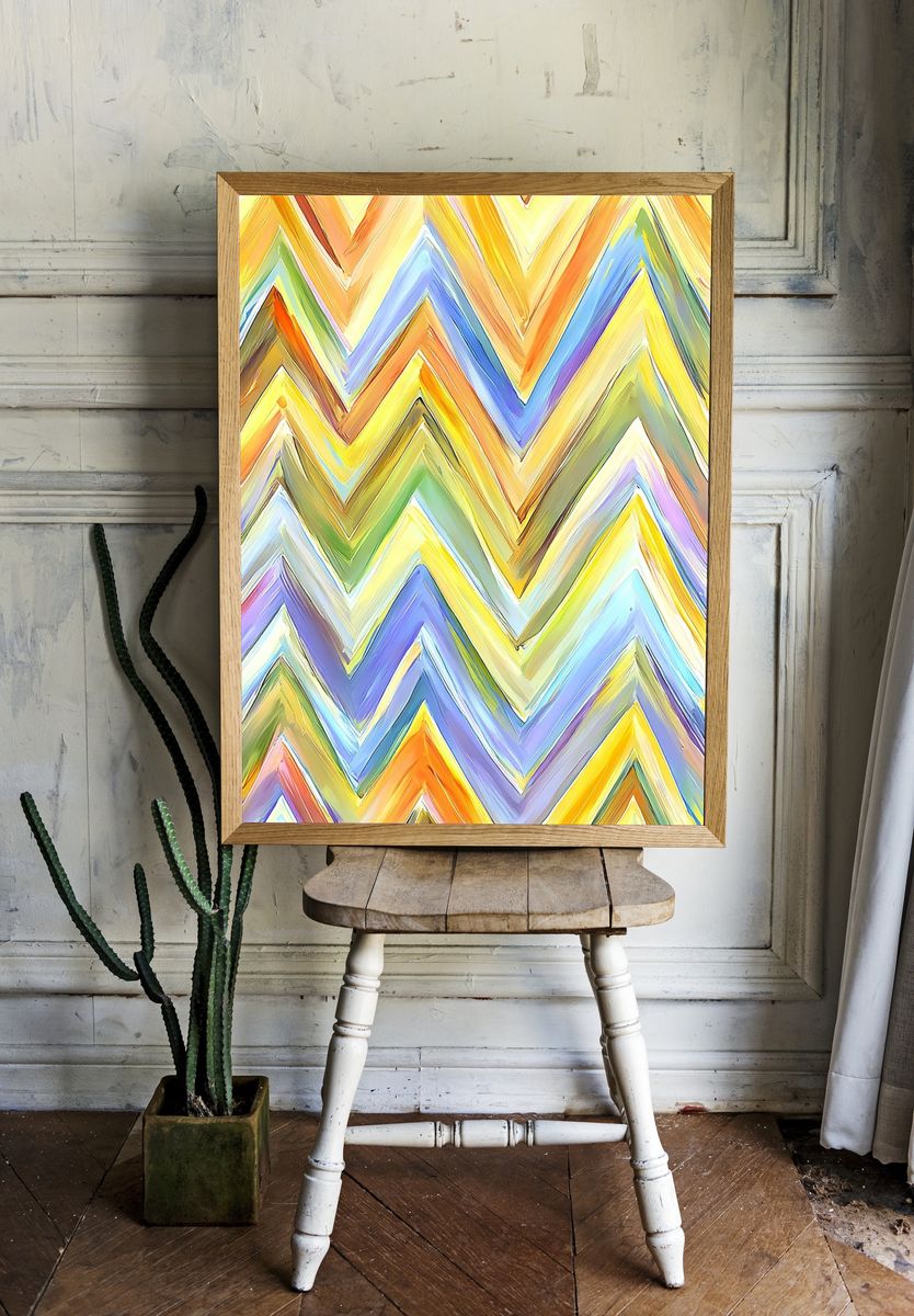 Colorful Chevron Abstract Poster. — room view 1