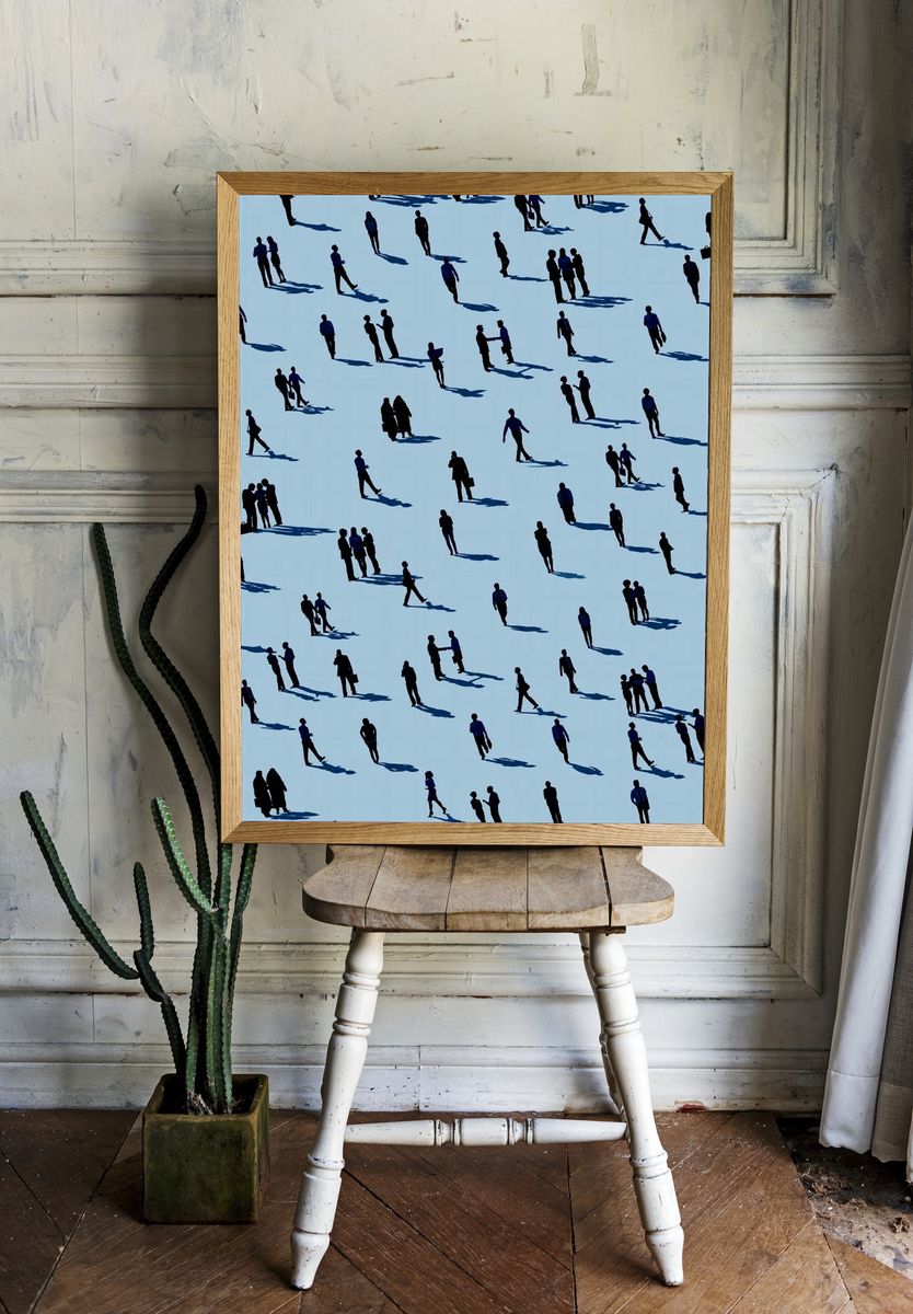 Silhouettes in Blue — Abstract Print room preview