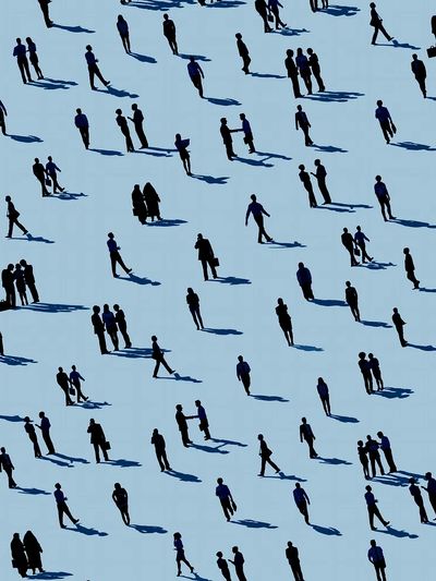 Silhouettes in Blue — Abstract Print. poster print