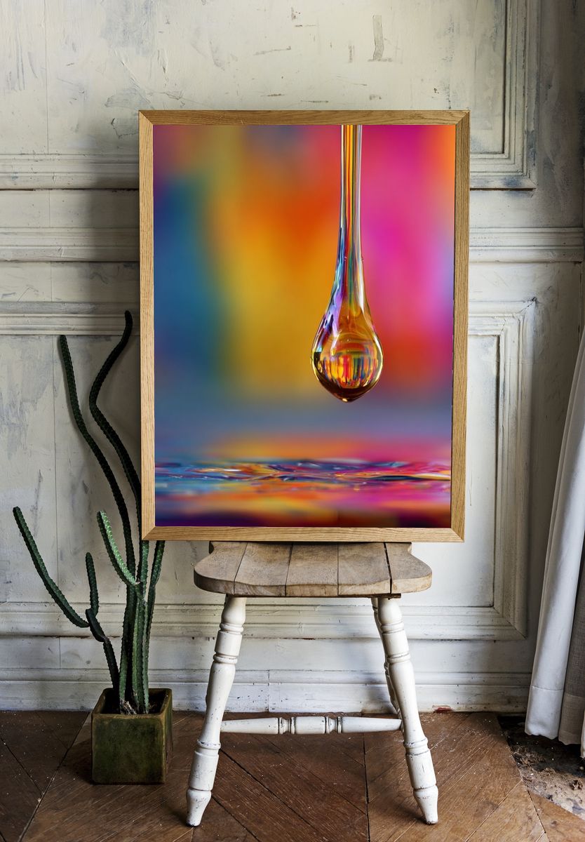 Colorful Liquid Drop — Abstract Print room preview