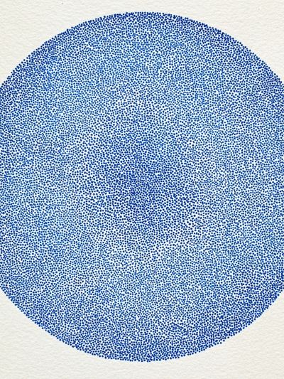 Blue Dotted Circle Abstract Poster. poster print