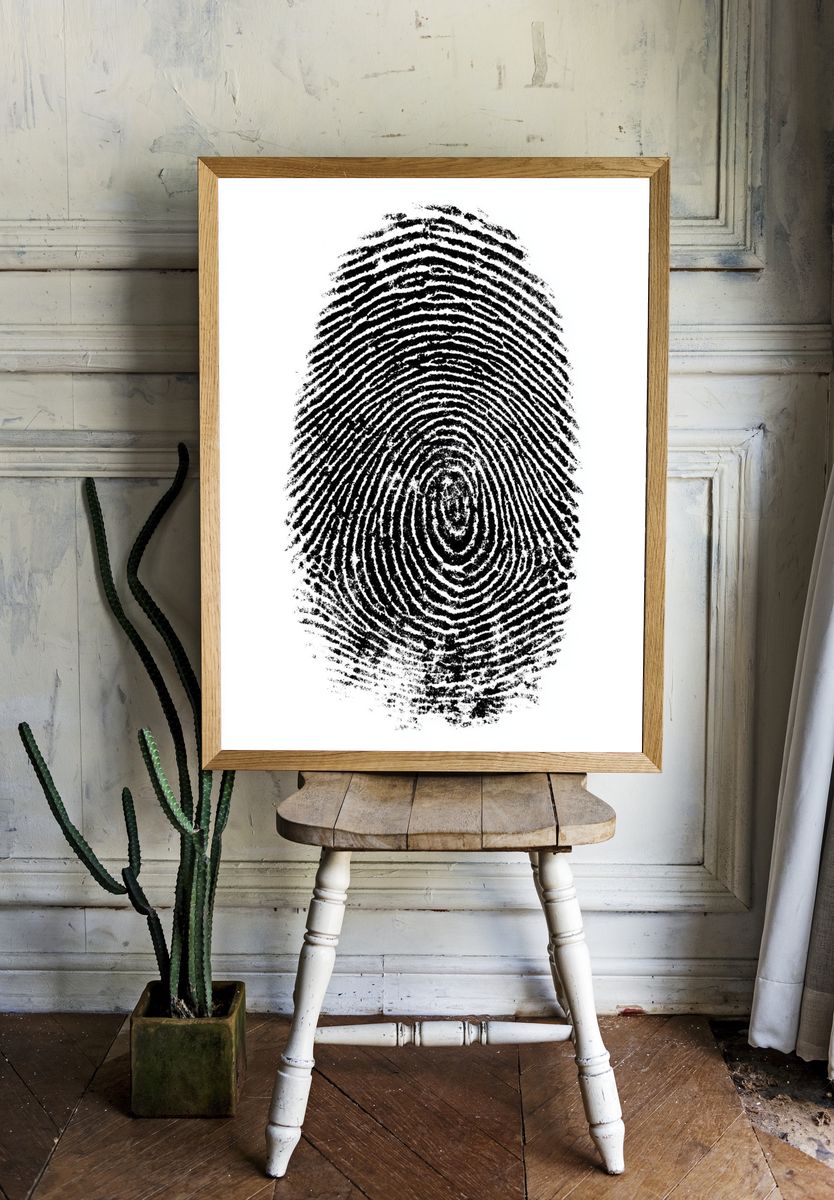 Fingerprint Texture Black-White Poster room preview