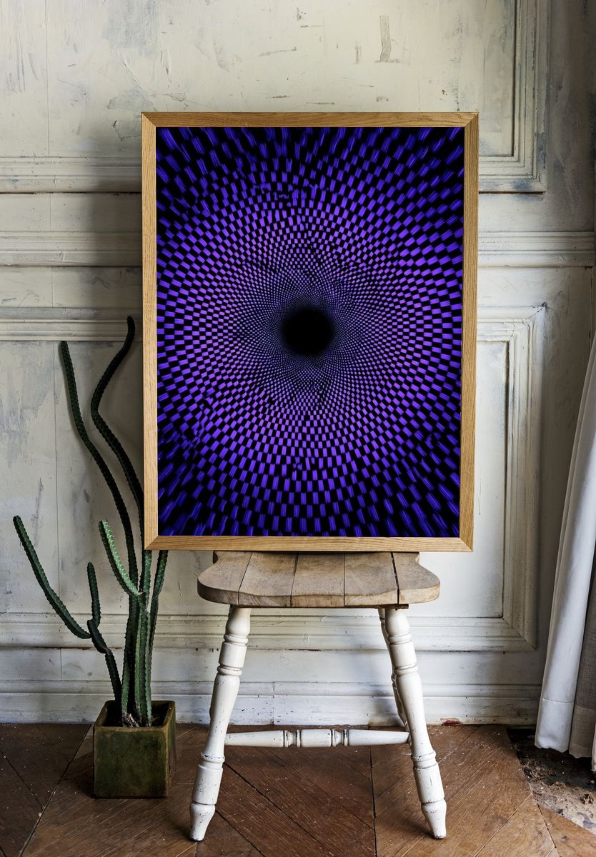 Purple Vortex Optical Illusion Poster. room preview