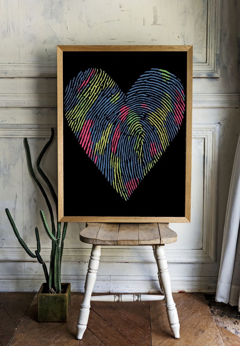 Fingerprint Heart Abstract Poster. — room view 1