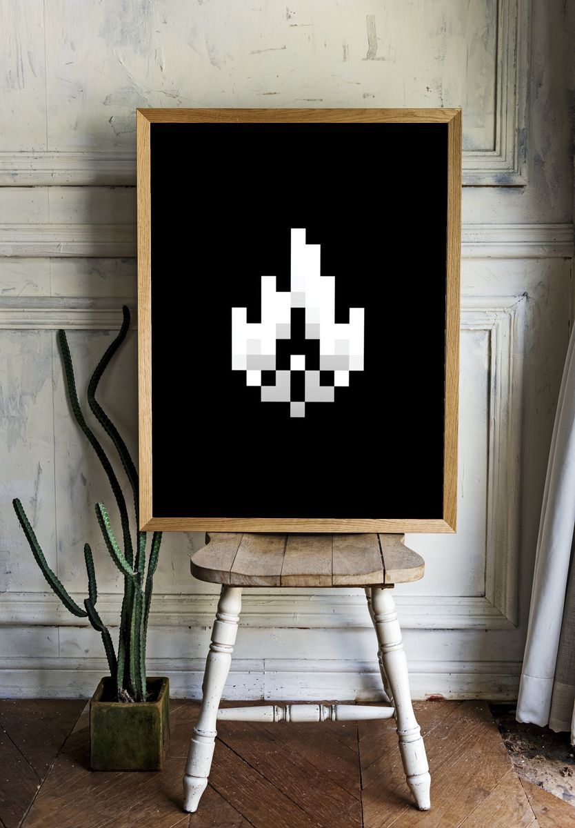 Pixel Flame Abstract Print. — room view 1