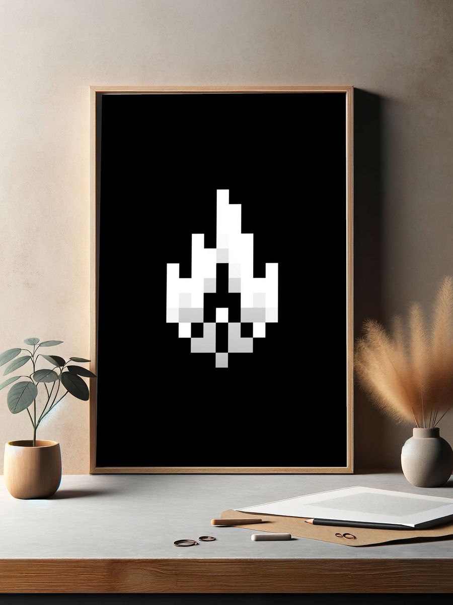 Pixel Flame Abstract Print. — room view 2