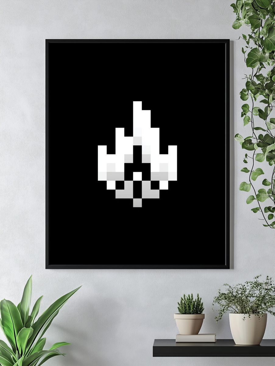 Pixel Flame Abstract Print. — room view 4
