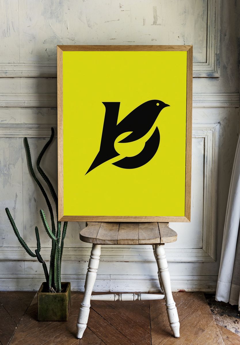 Abstract Bird Monogram Poster. — room view 1