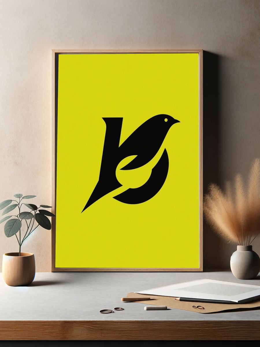 Abstract Bird Monogram Poster. — room view 2