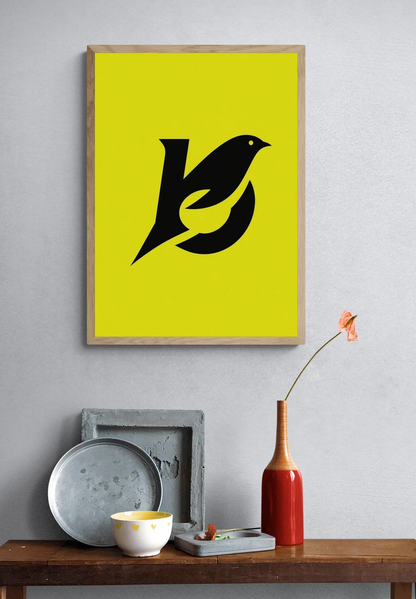 Abstract Bird Monogram Poster. — room view 3